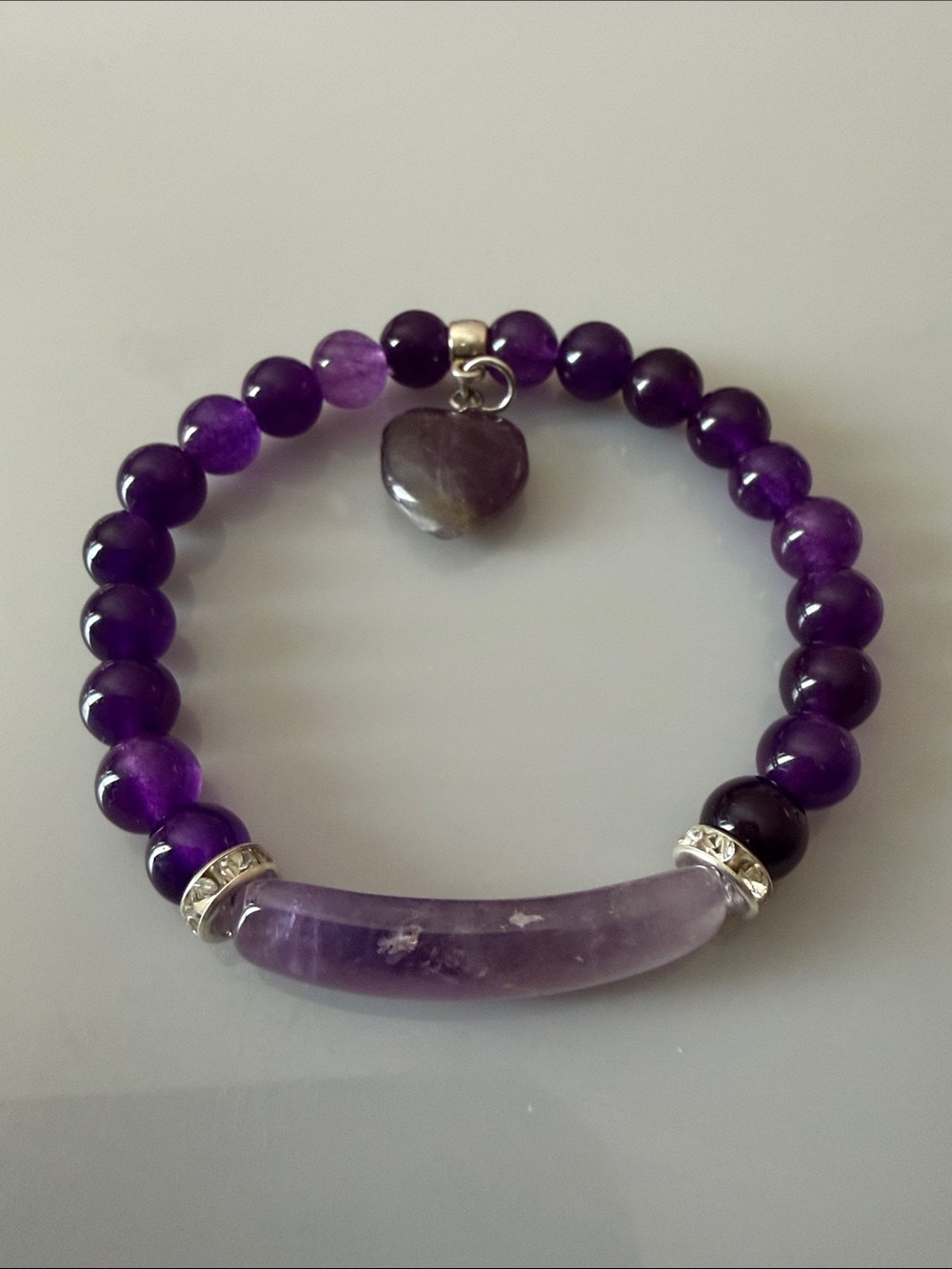 Natural amethyst gemstone bead bracelet size M-L